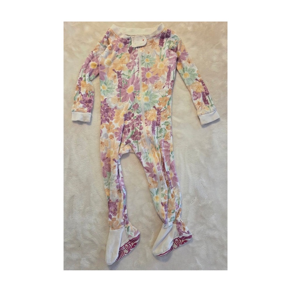 Burt's‎ Bees Baby Spring Floral Footed Sleeper Pajamas 12M Organic Cotton Zip Up